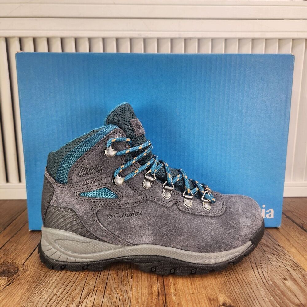 Columbia Newton Ridge Plus Waterproof Womens Size 6 Gray Blue Hiking Ankle Boots